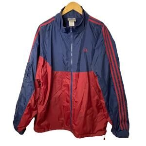 VTG Y2K Adidas Burgundy Blue Windbreaker Streetwear Skater Hip Hop Retro Men XL